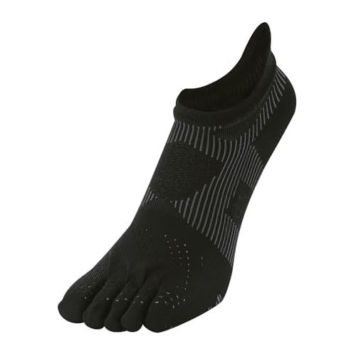 Phiten Racer Five-Toe Socks for Running and Marathon, Unisex, Black/Gray, Size 23cm to 25cm, Made in