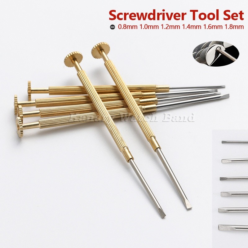 Precision Mini Slotted ไขควงนาฬิกาซ่อมเครื่องมือ 0.8/1.0/1.2 มม.1.4 มม.1.6 มม.1.8 มม.โลหะ Slotted ไขควงชุดถอดสายนาฬิกา Links สําหรับช่างซ่อมนาฬิกาสําหรับอุปกรณ์เสริม Rolex