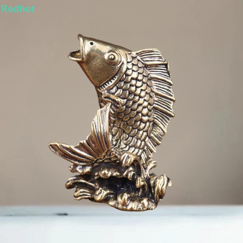 <Redhot> ทองเหลือง Koi Fish เครื่องประดับสําหรับห้องนั่งเล่นสํานักงานโต๊ะน้ําชาชาสัตว์เลี้ยงตกแต่งหั