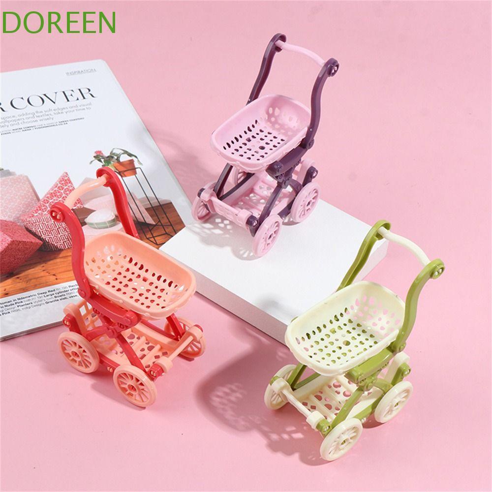 DOREEN Dollhouse Accessories Storage Toy Miniature Shopping Cart Mini Shopping Cart เด็กซูเปอร์มาร์เ