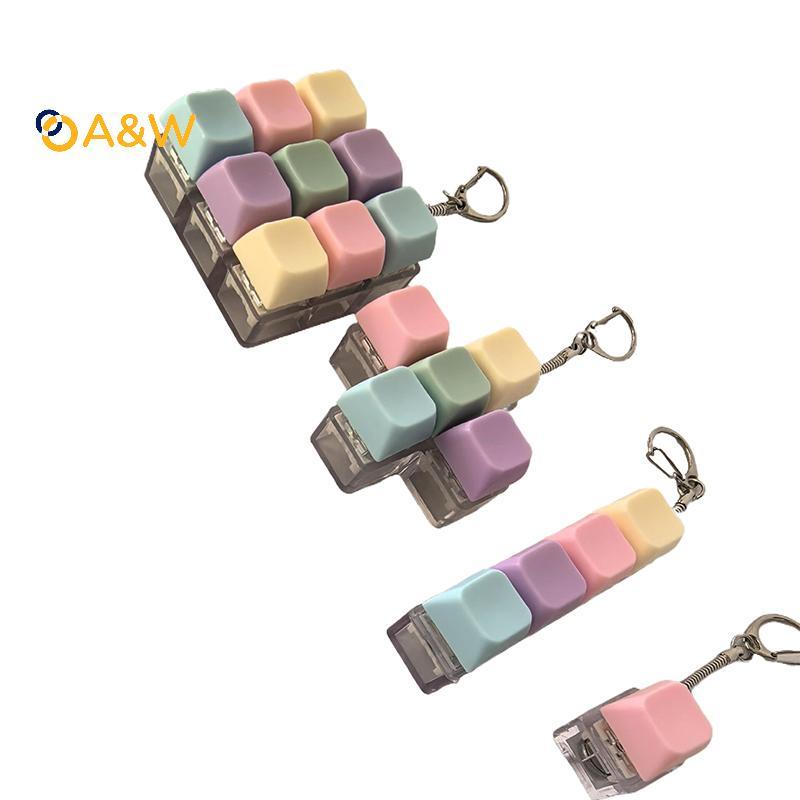 A&W 1/4/5/9 คีย์คีย์บอร์ดแกนเครื่องทดสอบ Fidget ปุ่ม Keycap Fidget พวงกุญแจคีย์บอร์ดพวงกุญแจของเล่นค