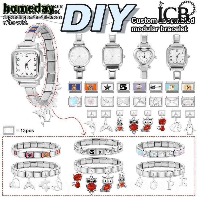 Silver Header DIY สายโมดูลดิจิตอล Splicing นาฬิกา Vintage Wild Modular นาฬิกาอิตาเลี่ยน Charm สร้อยข้อมือสแตนเลสสร้อยข้อมือแฟชั่นอุปกรณ์เสริม