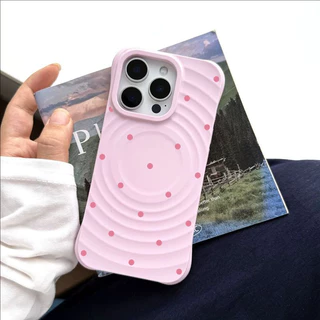 เคสไอโฟน เคส iPhone 16/16 Pro/16 Pro Max แม่เหล็ก มุม4เสริมรับแรงกระแทก ลายจุด ขอบคลื่นใหญ่ – สีสดใส ไม่หายสี