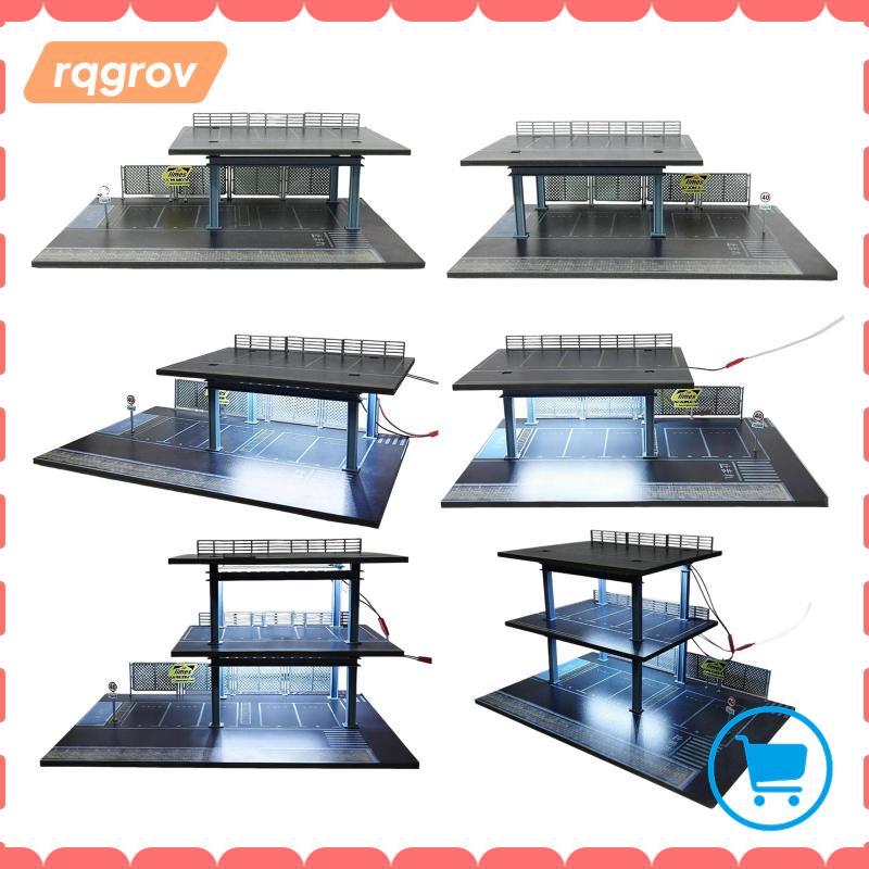 [rqgrov] 1:64 ที่จอดรถฉากกรณีที่สมจริงสะสมจําลองที่จอดรถโรงรถ Diorama ตู้โชว์รถตกแต่งโต๊ะ