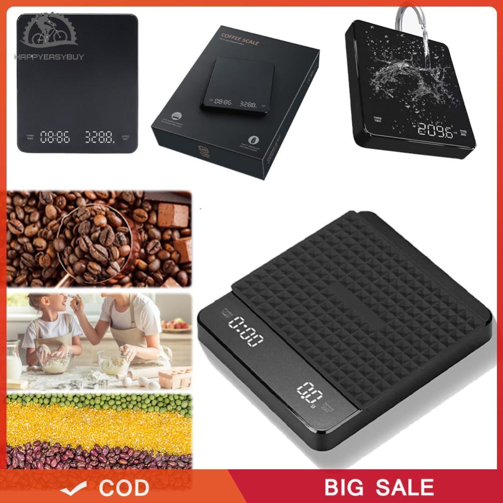 Mini Coffee Scale พร้อมตัวจับเวลาชาร์จ 3 กก./0.1g เครื่องชั่งดิจิตอลแบบพกพา Auto Tare Espresso Coffe