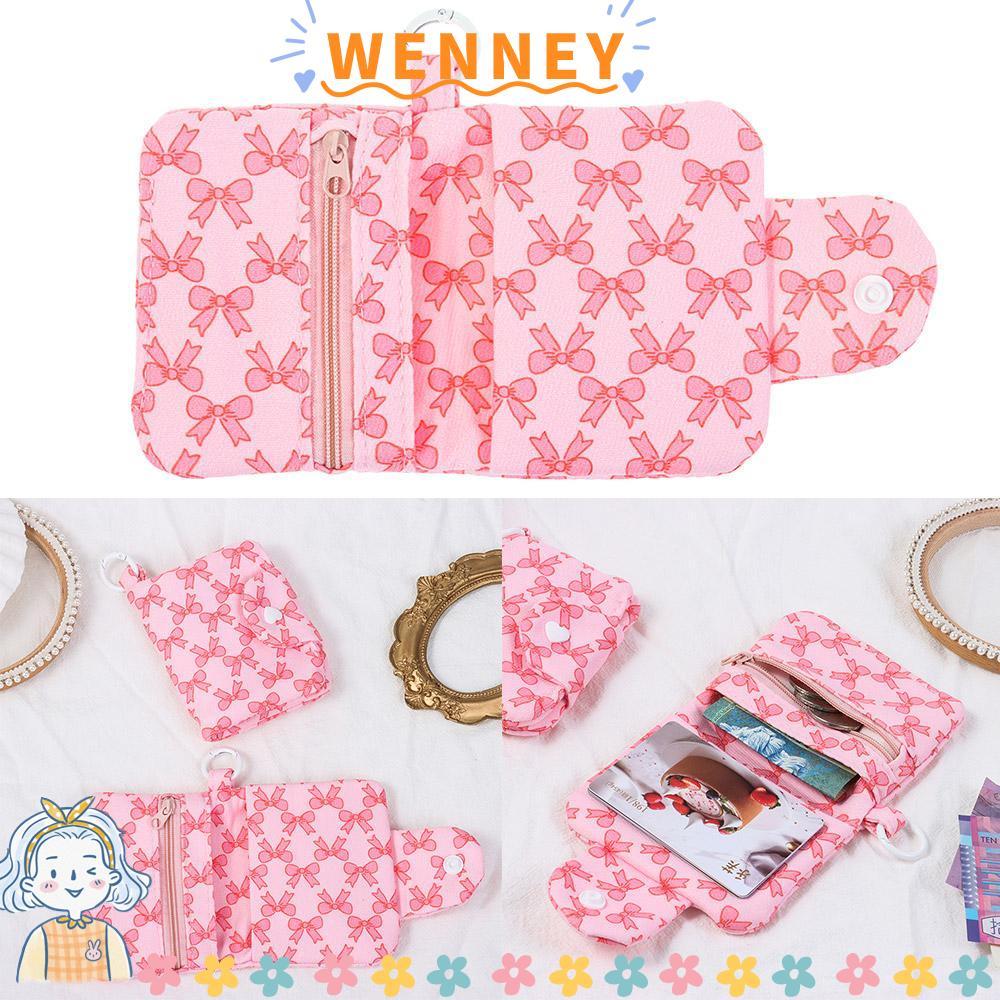 WEY Bowknot Printing Wallet, Linen Bowknot Printing Bag, Card Bag
