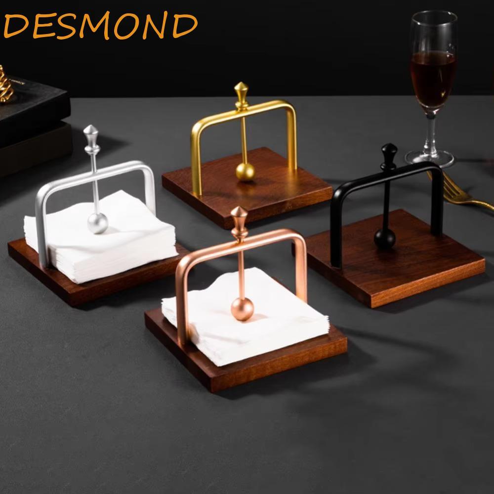 Desmnd ที่ใส่ทิชชู่ตั้งโต๊ะ, เรียบแสงหรูหราผู้ถือผ้าเช็ดปาก Rack, ตกแต่งบ้านสแควร์ออกแบบไม้ Creative Napkin Dispenser Cafe Dinning ตาราง