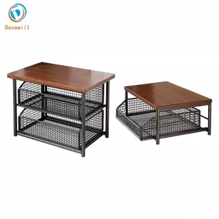 [Dovewill] Coffee Station Organizer Coffee Bar Counter Shelf with Drawer Iron Wood Pod Holder Multifunctional Rack เหมาะสําหรับโฮมออฟฟิศ Pantry