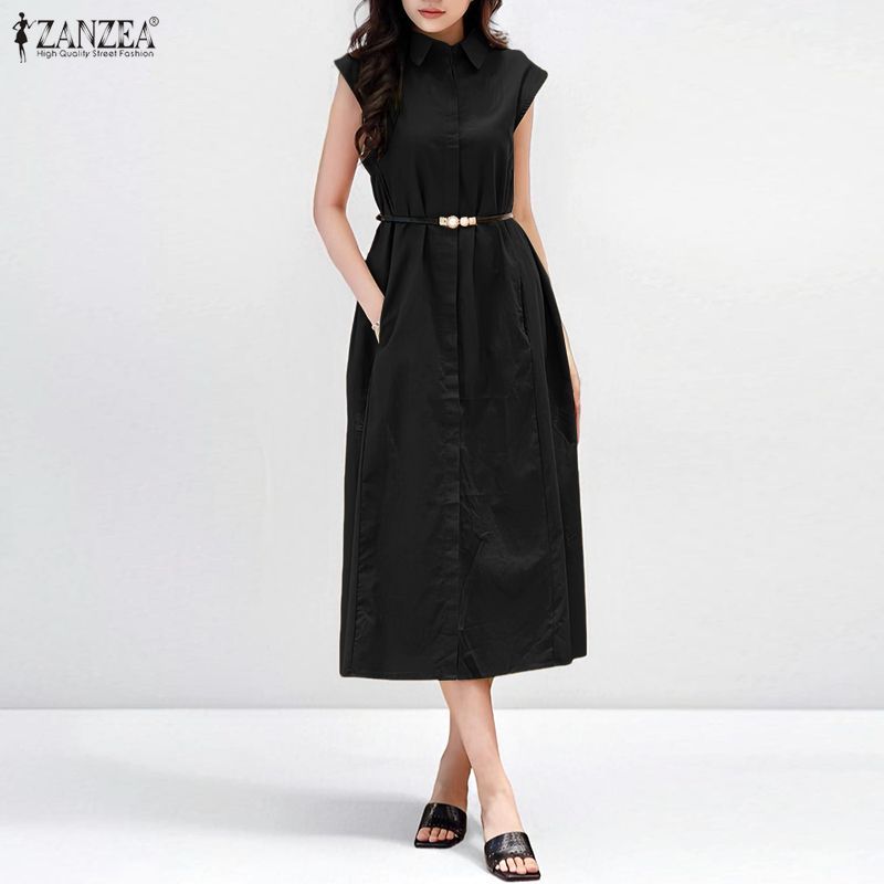 ZANZEA เข็มขัดสไตล์เกาหลีสำหรับผู้หญิง ออกแบบมาให้เข้าได้กับชุดเดรส midi A-line และกระเป๋าหน้าอก — صورة 4