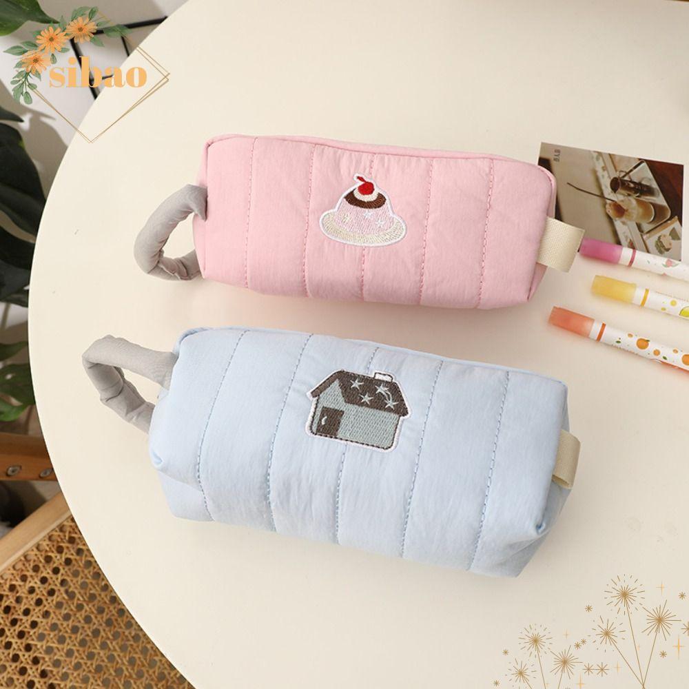 SIBAO Pencil , Blue House/Pink Portable Handheld Pen Bag, High Quality Large Capacity Pen Box Gift