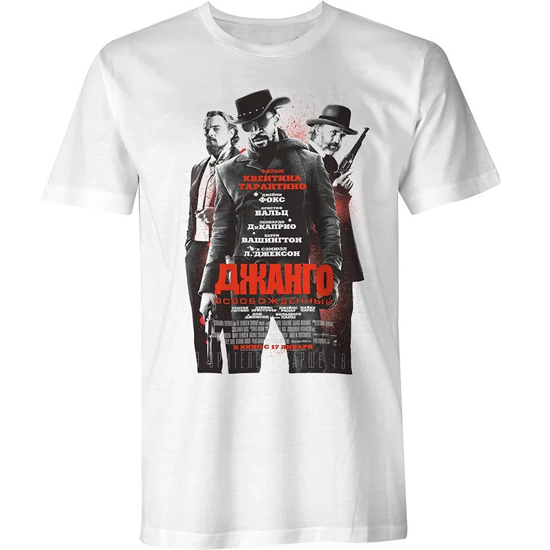 เสื้อยืดลายโปสเตอร์หนังเรื่อง Django Unchained ของรัสเซีย ใหม่ 100% ผ้าฝ้าย แขนสั้น คอกลม เสื้อยืดลำ