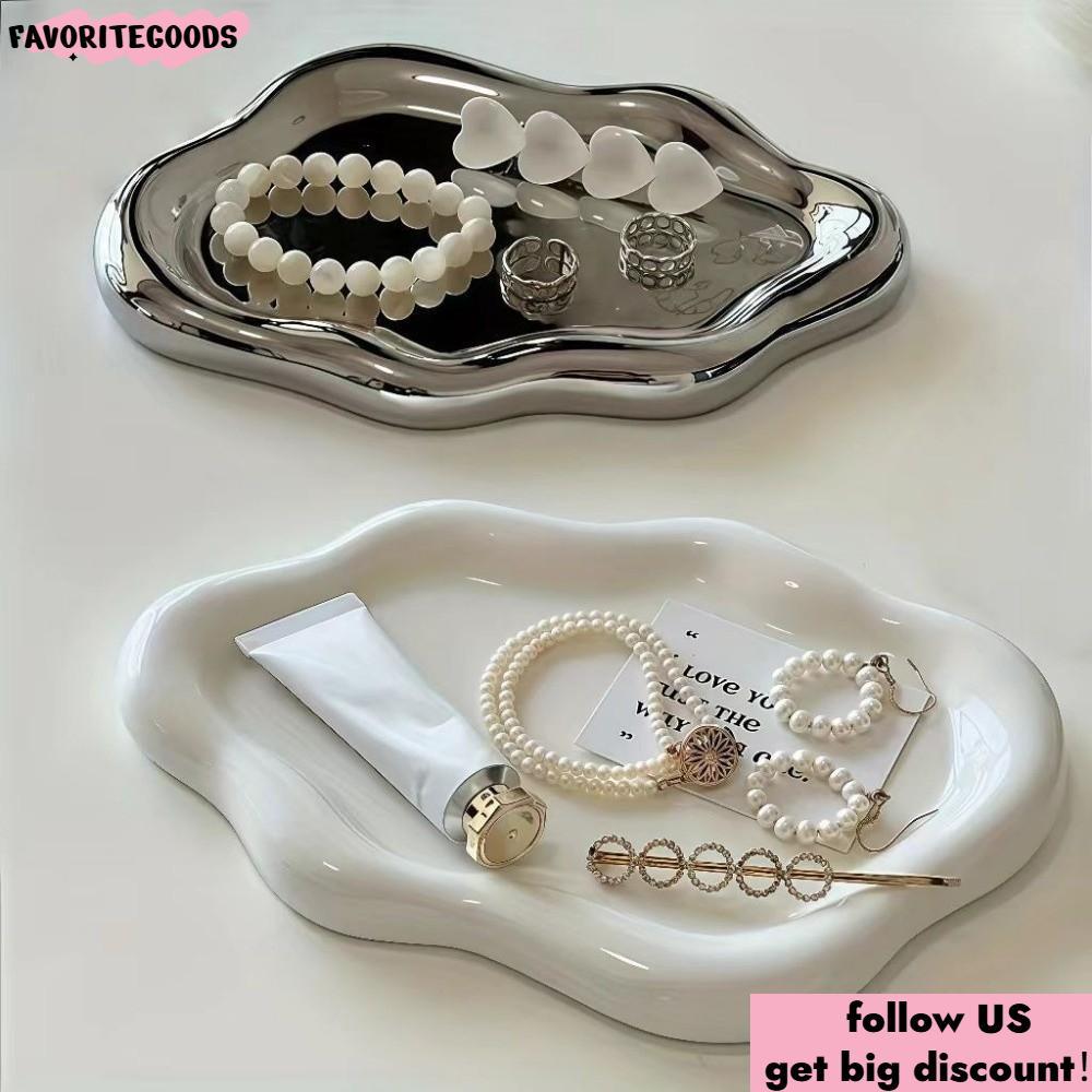 FAVORITEGOODS ถาดเครื่องประดับ,พลาสติก Cloud Shape Storage Plate,Ins Mini Jewelry Display Plate นาฬิ