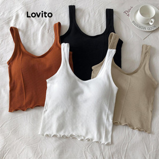 Lovito เสื้อกล้ามลําลอง เสื้อกล้าม ธรรมดา ฟริลล์ สําหรับผู้ห…