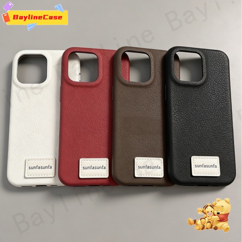 ขายร้อน Ins หนังลิ้นจี่รูปแบบ + 3D ป้ายเคสโทรศัพท์ใช้งานร่วมกับ iPhone 17 16 15 14 13 12 11 Pro Max X Xr Xs Max 8 7 Plus ฝาครอบ