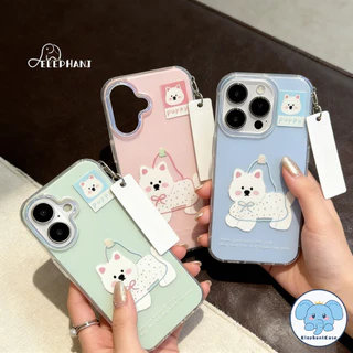 เคสไอโฟน 17 16 13 สำหรับ IPhone 17 13 15 16 11 14 12 Pro Max 15 16 14 Plus เคสIMD ลายสุนัขจุดโบว์สีพาสเทลน่ารักฮิต