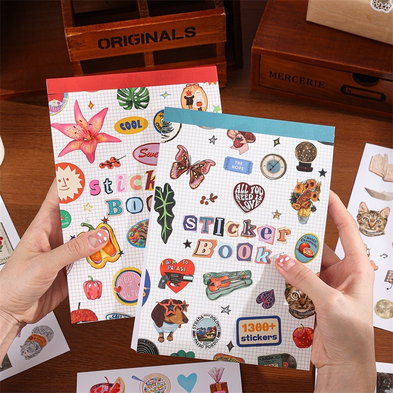 QOUZMO 50 Sheets A5 Sticker Book | White Day Collection Series | สติ๊กเกอร์ดอกไม้กราฟฟิตีเกลือ | วัสดุ DIY Journal Collage | สติ๊กเกอร์บัญชีย้อนยุค