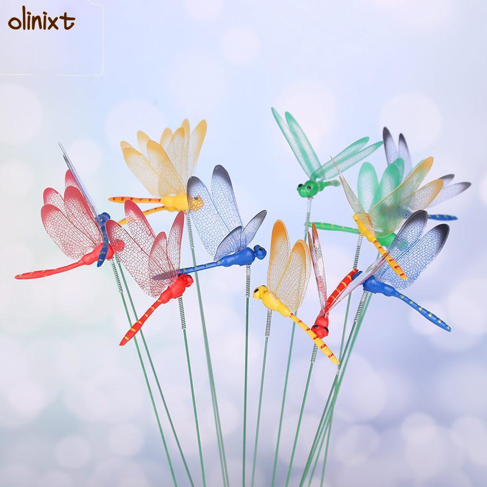 OLINIXT 5/10PCS จําลองผีเสื้อหัตถกรรมเครื่องประดับสนามหญ้า Yard พร้อมก้าน