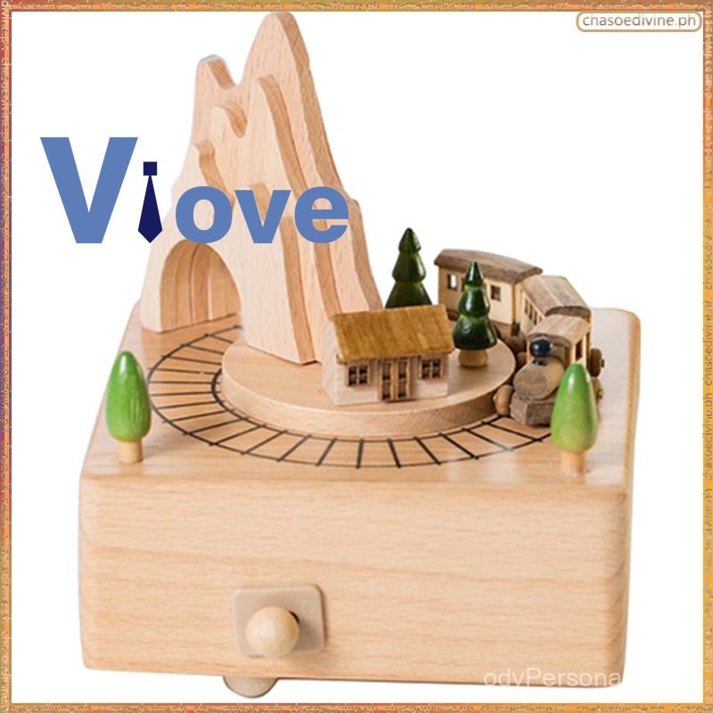 Wooden Musical Box Mountain Tunnel With Moving Magnetic Train | Plays