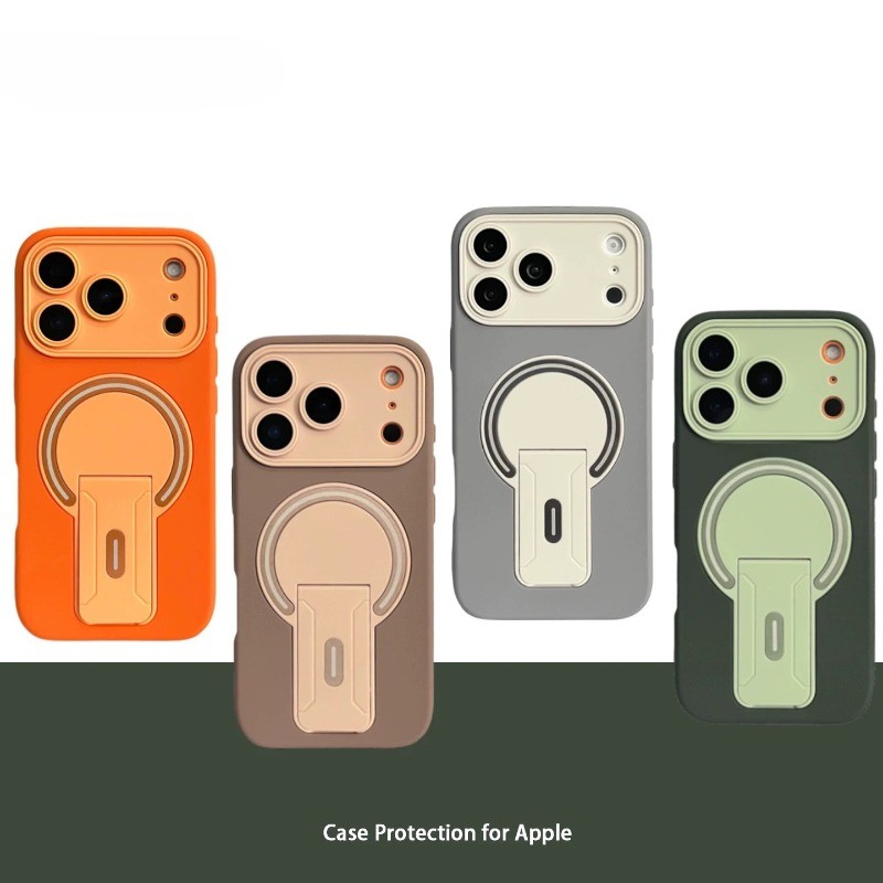 แฟชั่นสําหรับ iPhone 17 Pro Max 16 Luxury Magnetic Holder Stand Matte เคสโทรศัพท์สําหรับ iPhone 15 14 Plus 13 11 12 เลนส์ฝาครอบป้องกัน