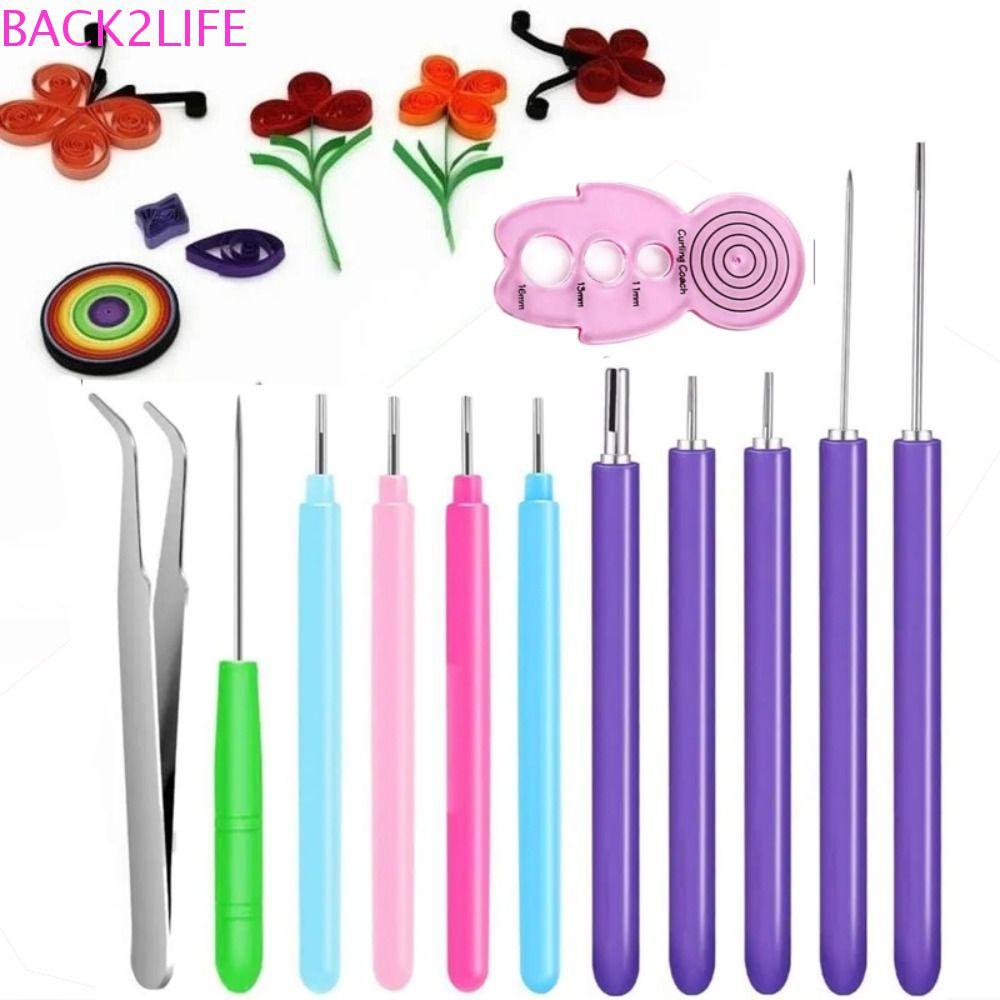 BACK2LIFE 12PCS Quilling Needle Kit, Quilling Slotted Pen Paper Craft Paper Quilling Tools, Paper St