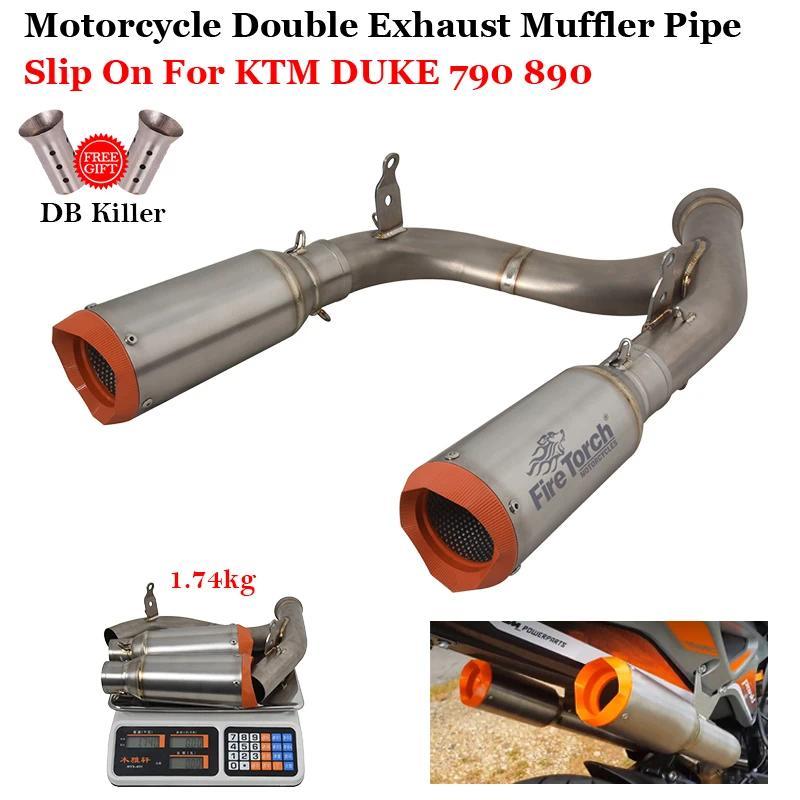 สำหรับ KTM DUKE 790 890 890R 2020 - 2023 ระบบหนีไอเสียรถจักรยานยนต์โลหะผสมไททาเนียมท่อไอเสียคู่พร้อม