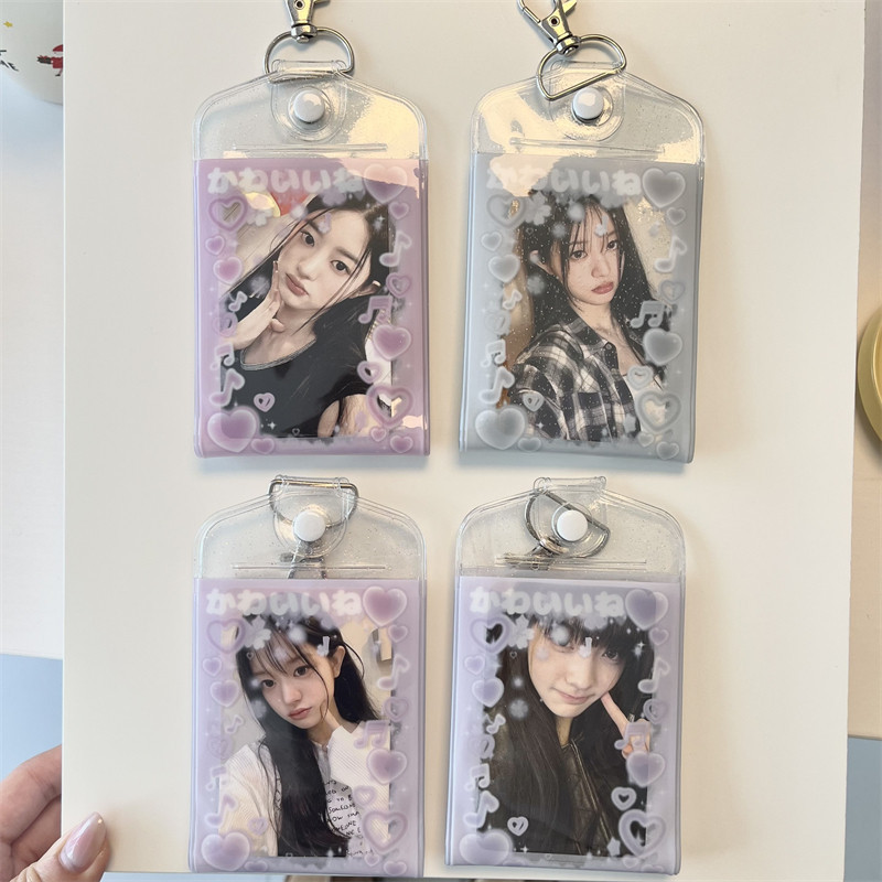 Love Note ช่องเสียบการ์ดคู่ 10 ซม. Photo Snap Card Holder Star Chasing Photo Card Campus Card Bus Card Storage Bag จี้ ราคา ถูกที่สุด ดีลบีเคเค