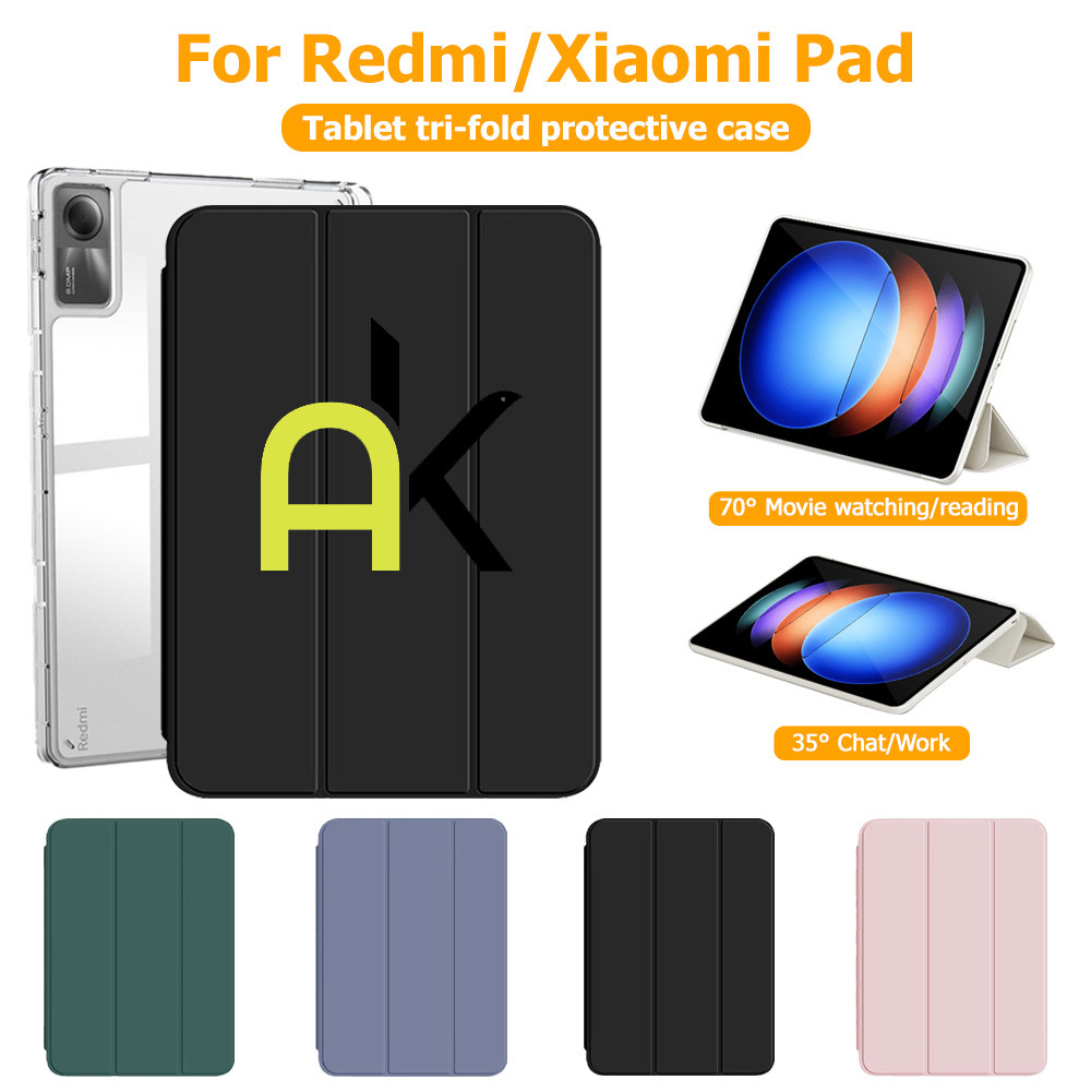 AKเคสฝาพับ เคส for Xiaomi Pad SE 8.7 5 6 7 Pro 2021 Mi Pad Pro 12.1 Pad SE 11 2024  มีช่องใส่ปากกา Smart Case พร้อมส่ง