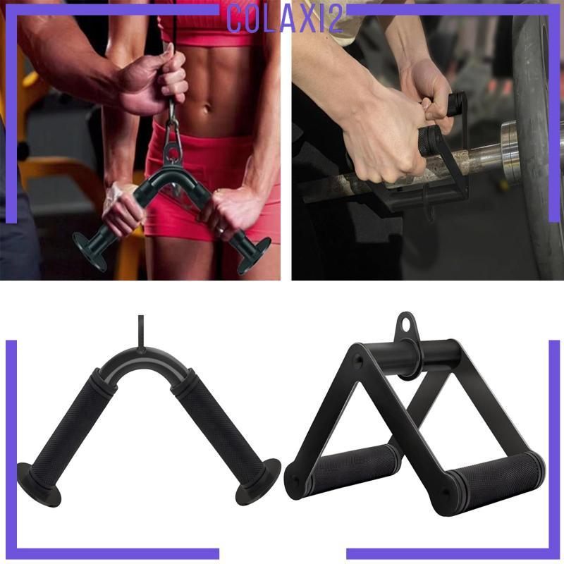 [Colaxi2] Steel Cable Machine Attachment Double D Row Handle V Bar Non Slip Fitness Pulley Grip for 
