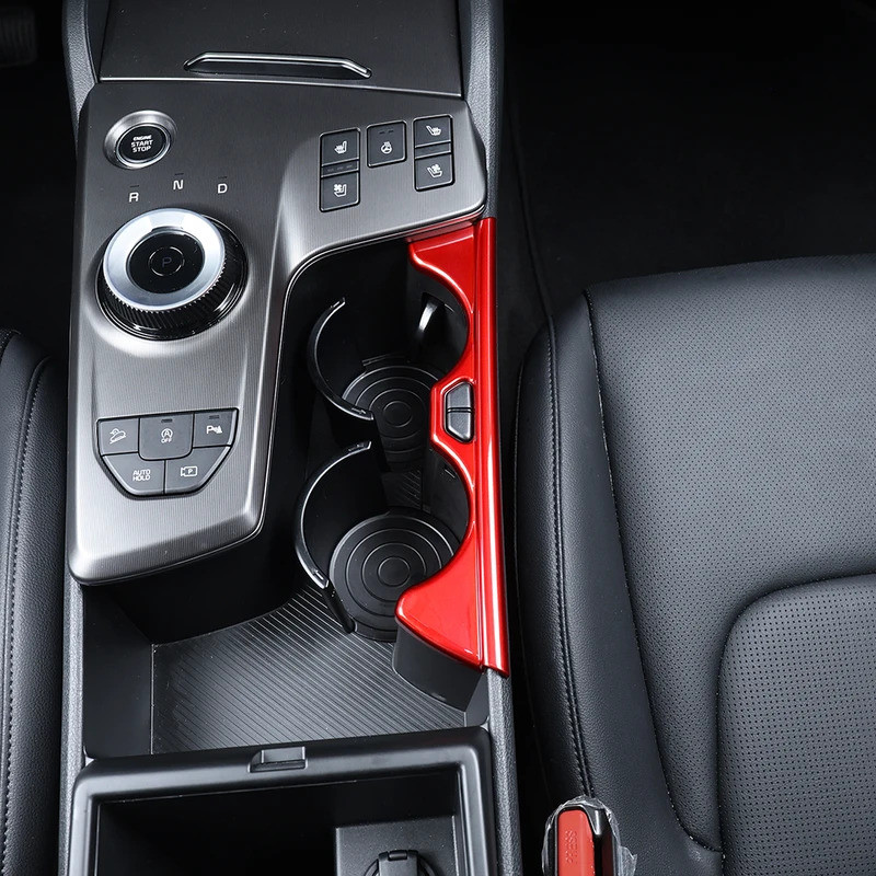 สําหรับ Kia Sportage NQ5 2026 สีแดงแถวด้านหน้าถ้วยน้ํากรอบ Trim อุปกรณ์ตกแต่งภายใน LHD