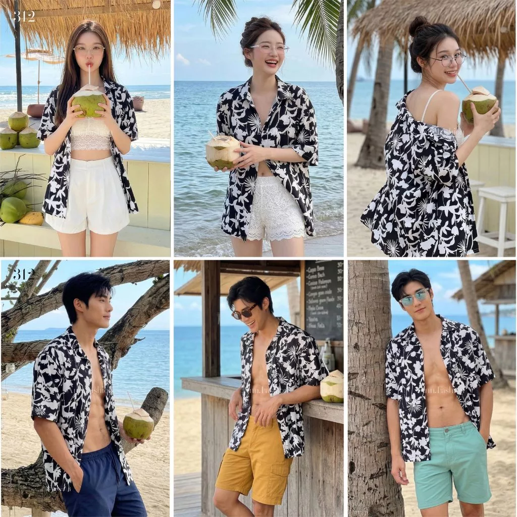 เสื้อสงกรานต์ผู้ชาย ลายดอก คอปก แขนสั้น ผ้าไหมอิตาลี #3002 thumbnail 8