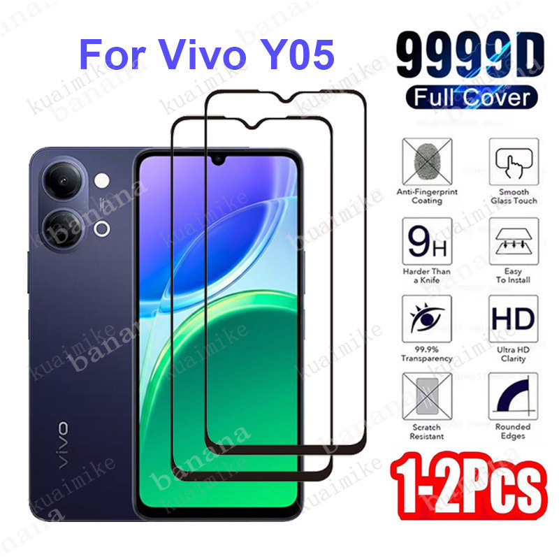 1-2 PCS Vivo Y05 กระจกนิรภัยป้องกันฟิล์มสําหรับ Vivo Y04 Y04s Y03 Y03T Y02a Y02s Y02T Y02 Y01 Y31d Y
