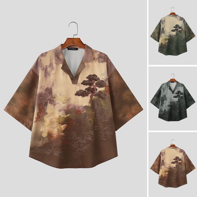 เสื้อโปโลผู้ชายสไตล์ญี่ปุ่นและเกาหลี พิมพ์ภูมิทัศน์ ราคา ถูกที่สุด ดีลบีเคเค แกลเลอรีภาพที่ 6