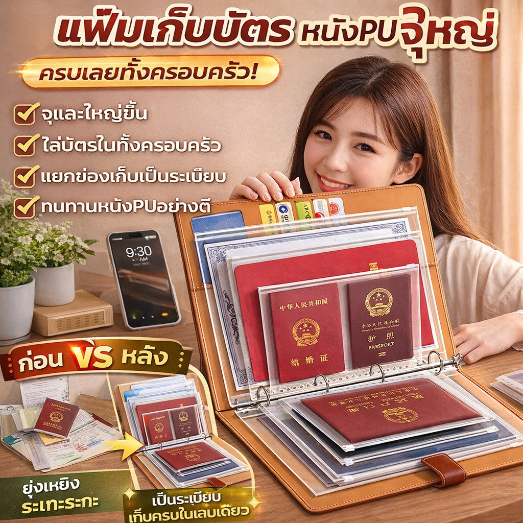 ซื้อ 1 แถม 1【 หัวใจของบ้าน 】COD ที่เก็บเอกสารสำคัญและคู่มือประจำบ้าน/คู่มือของบ้าน/ ระบบเปิด-ปิดด้วยแม่เหล็ก/ช่องเก็บคู่มือการใช้งาน/ช่องบัตรรับประกัน/ช่องเอกสาร/เก็บเอกสารราชการ