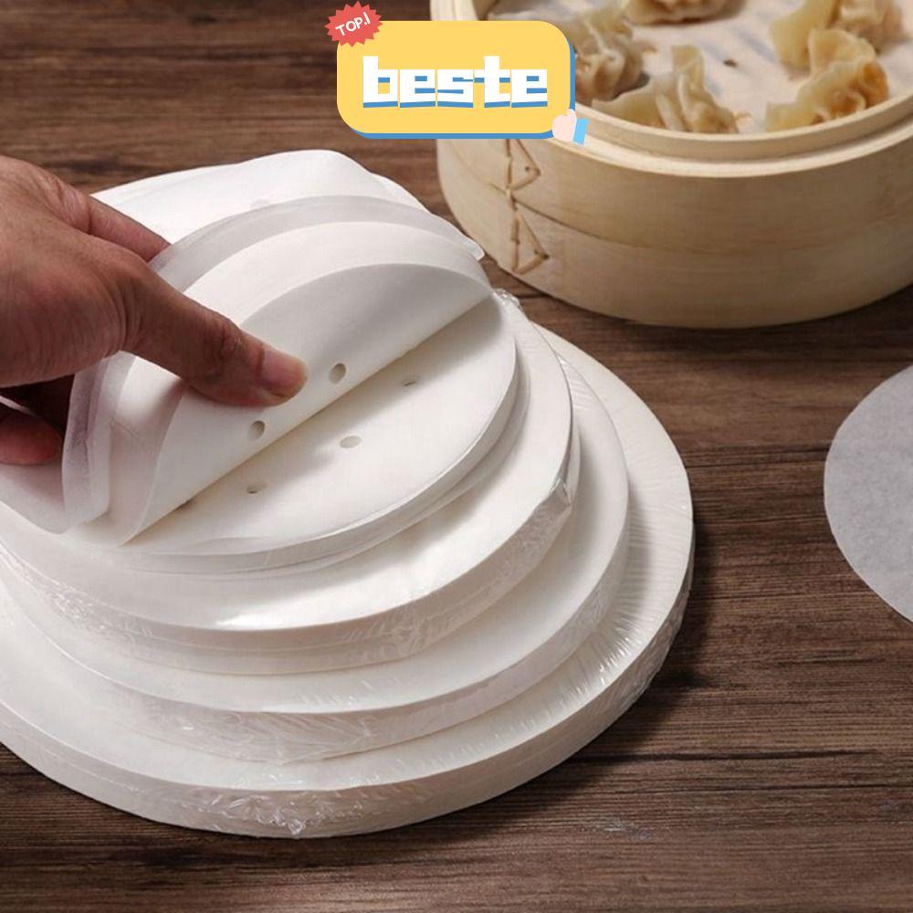 BESTE 100 ชิ้น Steamer กระดาษ, 4/5/6/7/8in รอบ Buns ขนมอบกระดาษไม่ติด, ทิ้ง Buns Pad กระดาษครัวทําอา