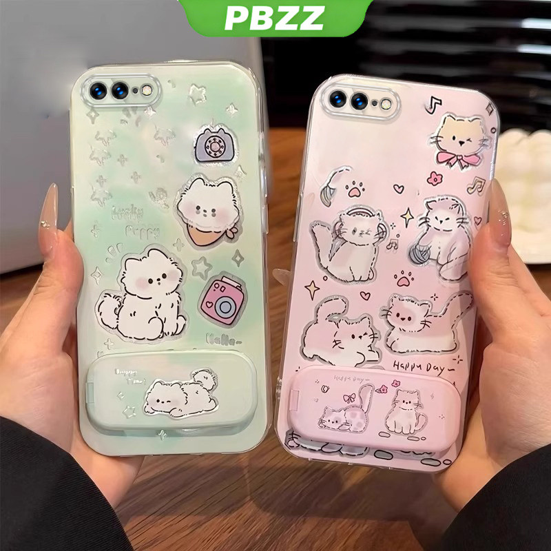 PBZZ FOR เคส เคสสําหรับ iphone 7 plus iphone 8 plus iphone se 2 2020 ipnone se เคสโทรศัพท์ Softcase ซิลิโคนกันกระแทกฝาครอบใสดีไซน์ใหม่ความงาม CARTOON CAT พร้อมที่วาง TKYYMZJ01