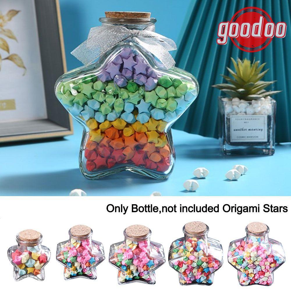 GOODOO Wishing Bottle, Craft Origami Stars Glass Bottle, Creative Stars Shape Glass Jars Home