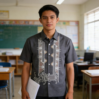 [3-day delivery] Office Based Thursday DepEd Uniform Shirt 2026 Ethnic Pattern Polo Barong Teacher