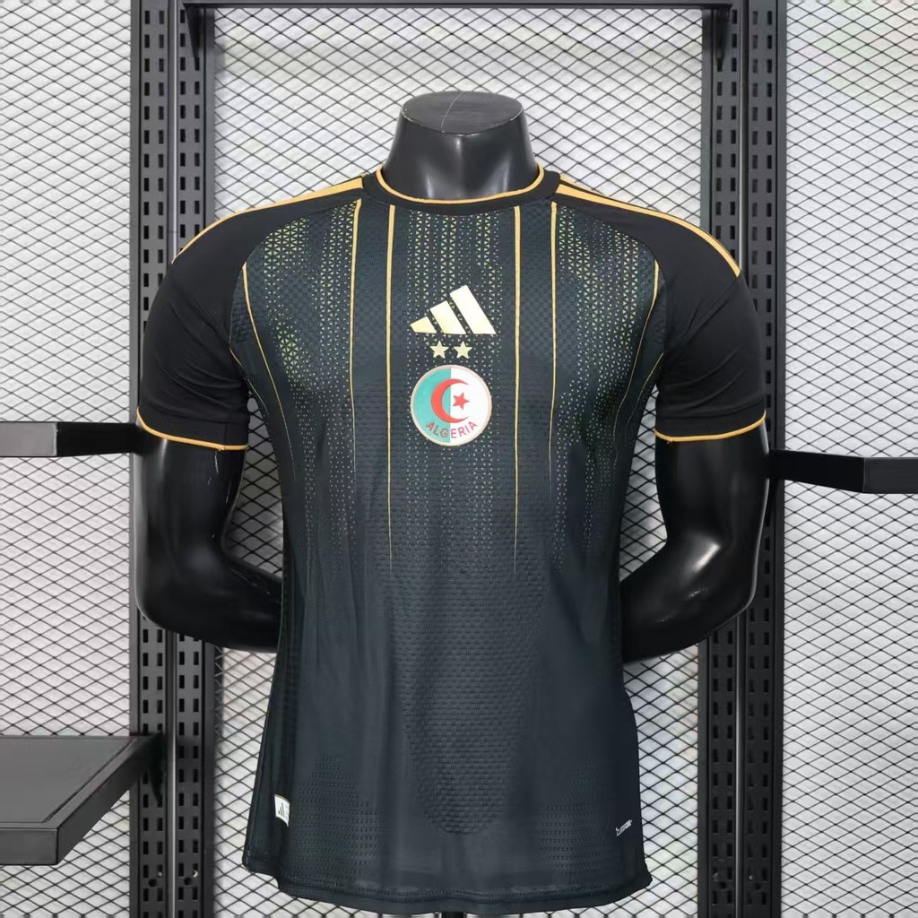 XS-3XL Algeria Black Gold เสื้อยืดกีฬาฟุตบอล แห้งไว