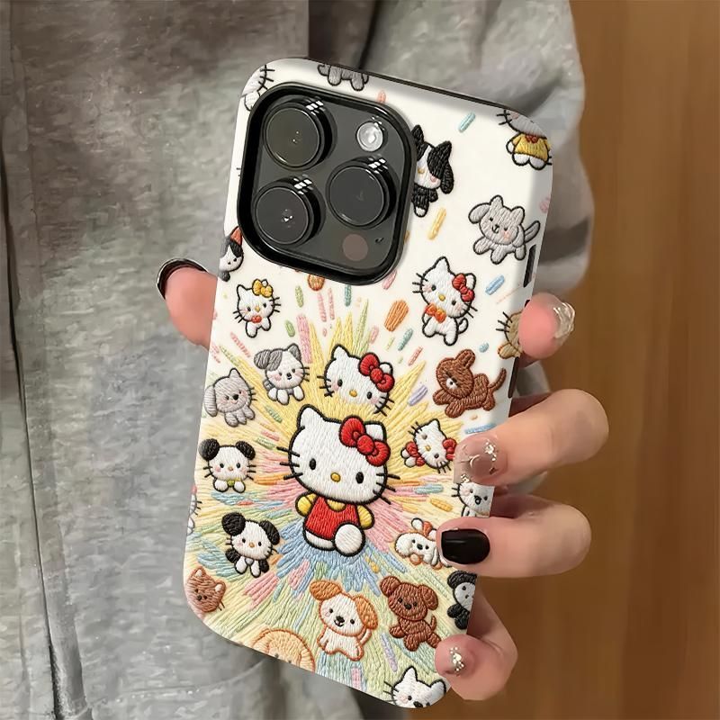 ลูกแมวถัก Apple 17pro เคสโทรศัพท์หญิง iPhone16 ฟิล์ม 15 2 in 1 14/13 เย็บ 12/11o