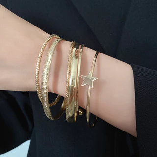 เซ็ตสร้อยข้อมือ 5 ชิ้นสไตล์วินเทจดีไซน์คลาสสิคยูนิเซกซ์ใส่ได้ทุกเพศเทรนด์2026