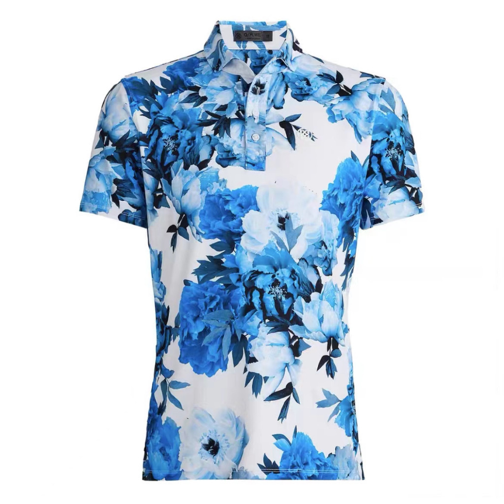 GFORE Photo Floral Tech Jersey Mens G4 New Golf Short Sleeve Polo Shirt