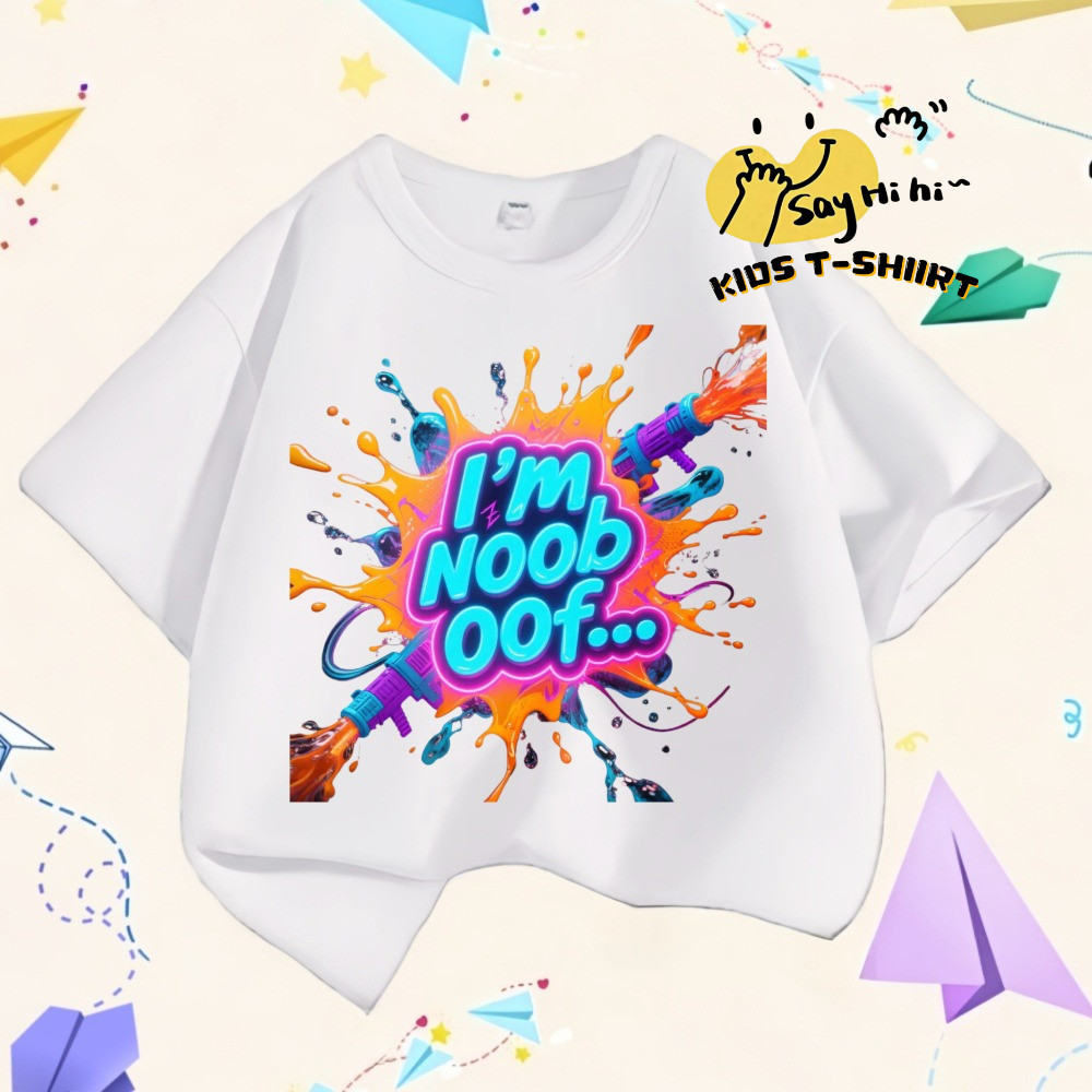 เสื้อยืดเด็กแบบการ์ตูน Dooodle ลาย IM NOOB OOF สำหรับใส่ในเทศกาลสงกรานต์
