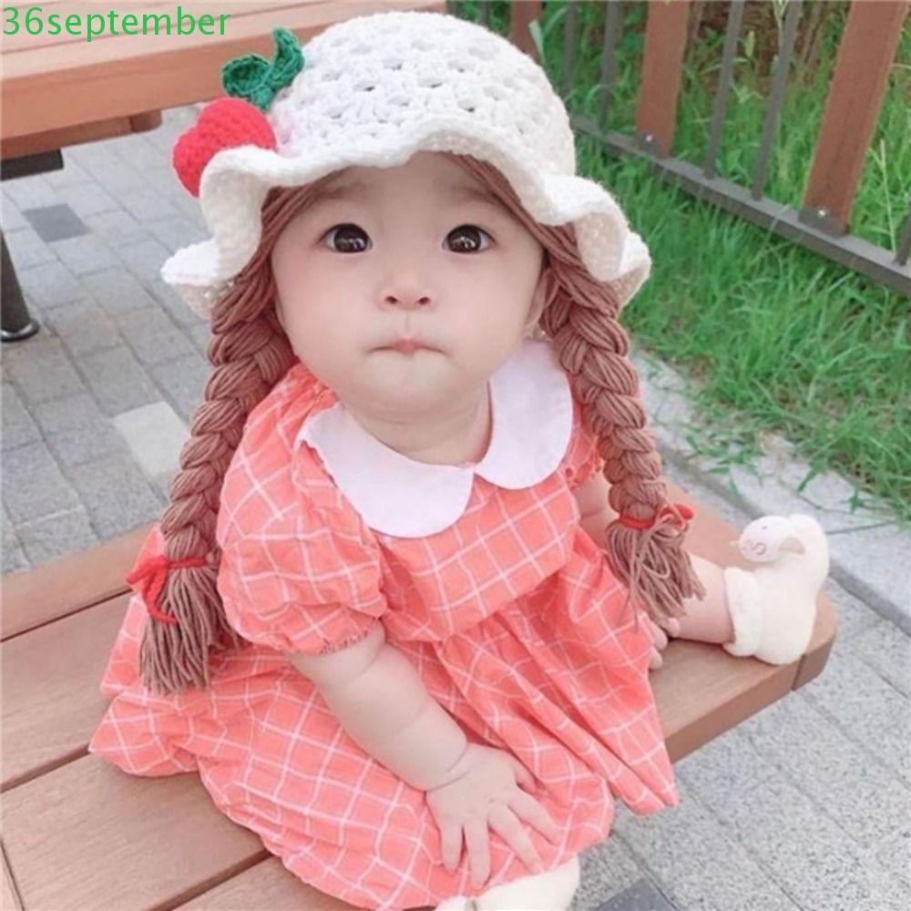 September วิกผมถักเปีย แฮนด์เมด อบอุ่น แฟชั่นฤดูหนาว พร็อพถ่ายภาพ สําหรับเด็กทารกแรกเกิด
