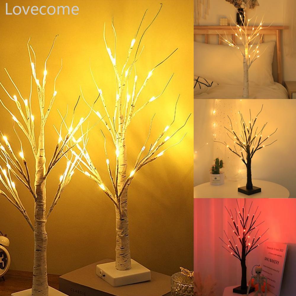 Lovecome LED Birch Tree Light Warm Orange Light USB แบตเตอรี่โคมไฟวันหยุดไฟตกแต่งไฟภูมิทัศน์ของขวัญ 