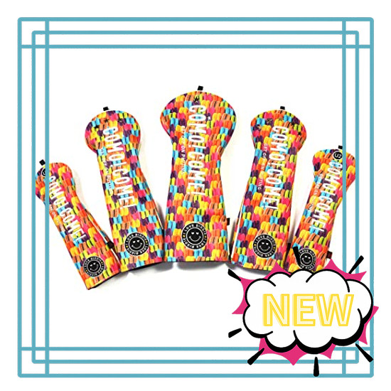 Comocome Headcover 5-Piece Set Crown Nico Driver/Fairway Wood x 2 / Utility x 2 (Quilted White)