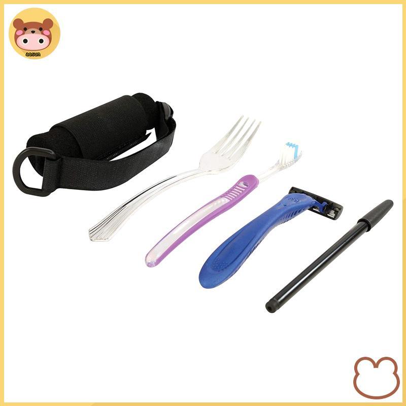 Aosun Aid Utensil Cuff Holder Strap Elastic Eating Assistance Cuff Spools Forks Fixing Nylon Band สํ