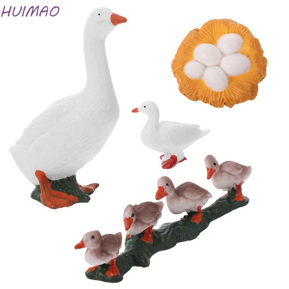 HUIMAO Growth CYCLE จําลองสัตว์ปีก Growth CYCLE เด็ก 4 ชิ้น/เซ็ตจําลอง Swan รุ่น Cock รอบเป็ด Figuri