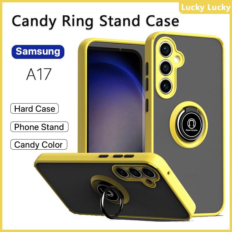 เหมาะสําหรับ Samsung A17 A07 A06 A16 A26 A36 A56 5G 4G เคสโทรศัพท์ Hard อะคริลิคแหวนขาตั้งปลอก Shock