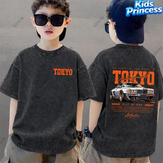 COD 2026 สินค้าใหม่ ทรงหลวม คอกลม เสื้อเด็ก kids Distressed T-shirt ผ้าฝ้าย เด็กชาย เสื้อผ้าเด็ก t-shirt S498