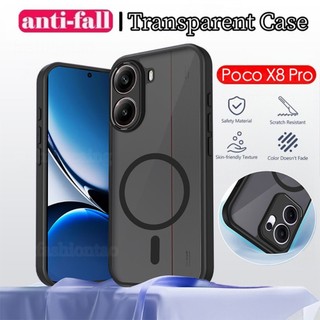 เคสสําหรับ Xiaomi Poco X8 Pro Max X8Pro Max PocoX8 Pro Max PocoX8ProMax 2026 Anti-Scratch โปร่งใส PC + TPU พร้อมเคสโทรศัพท์แม่เหล็กกล้องกันกระแทกป้องกัน Hard ฝาหลัง